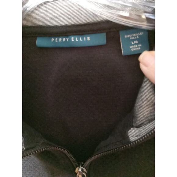 Perry Ellis Sport Mens Size Large 1/4 zip pullover black . Athleisure, Warm - Picture 2 of 9